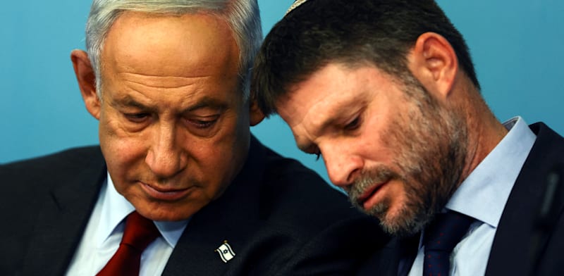 Benjamin Netanyahu and Bezalel Smotrich credit: Ronen Zvulun Reuters