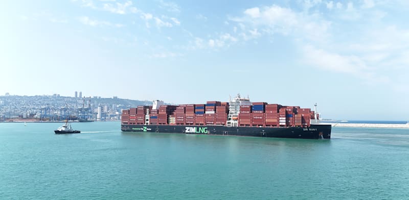 ZIM container ship offshore from Haifa credit: Lior Patel/ZIM