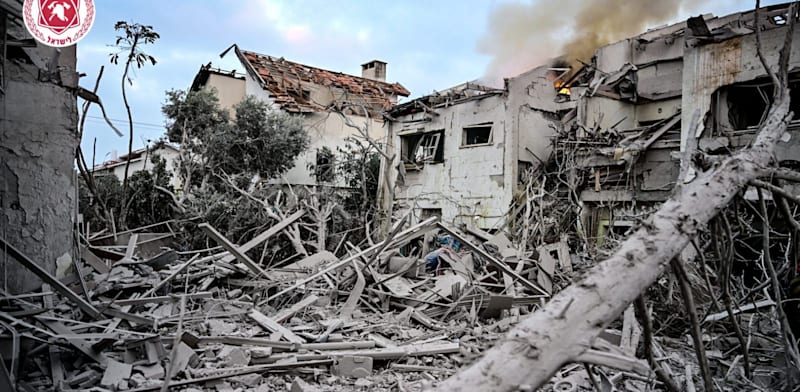 Damage from Iranian missile strike  credit: Israel Fire and Rescue Authority